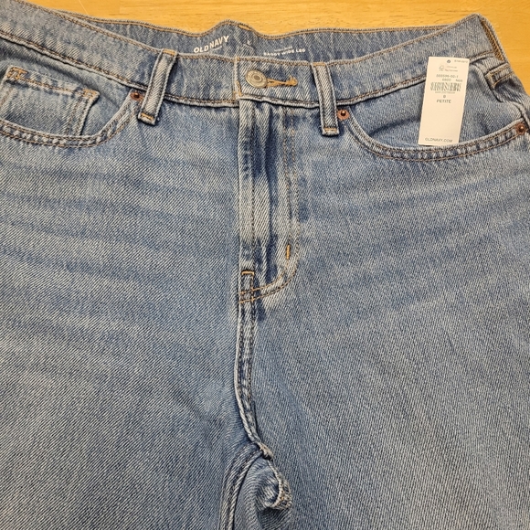 Old Navy High Rise Baggy Wide Leg Drapey Denim Jeans Women's 8 Petite NWT - Picture 2 of 8